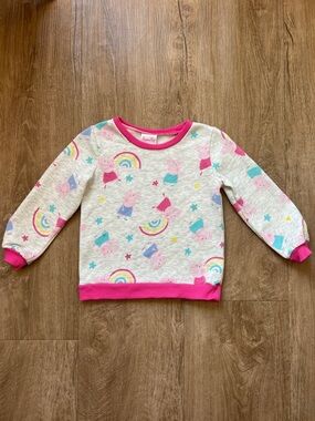 Peppa Pig Kids Gray Sweatshirt with Pink Trim & Multicolor Graphics Size 5T